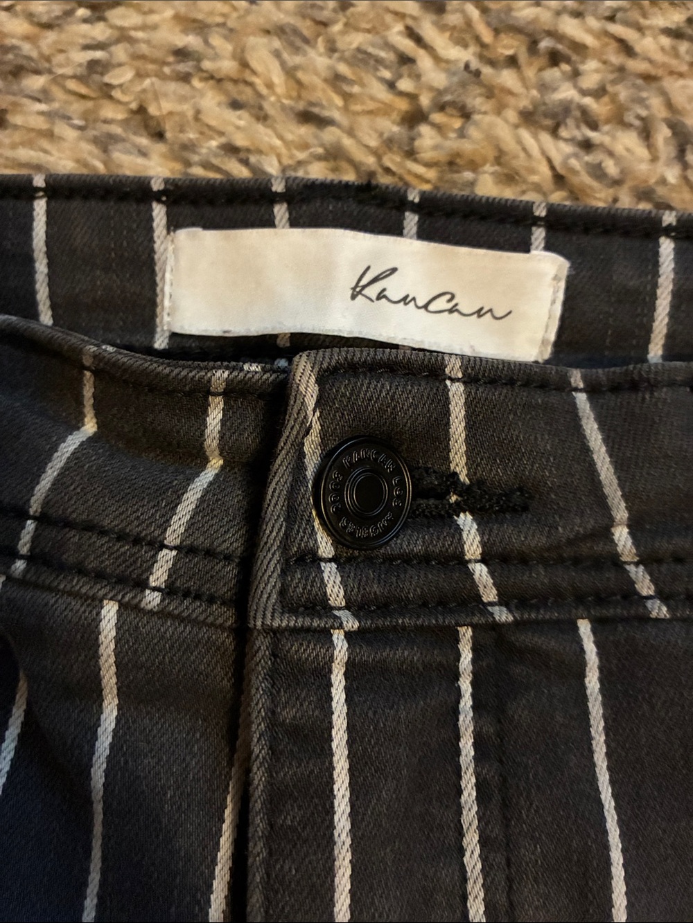 Kancan Lura High Rise Flare jeans in gray with pinstripes  -size 25 - Picture 3 of 8